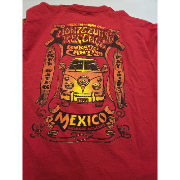 Montezuma's revenge Mexico Tennessee River Tag Men's Size Large Red Short Sleeve - Picture 1 of 6